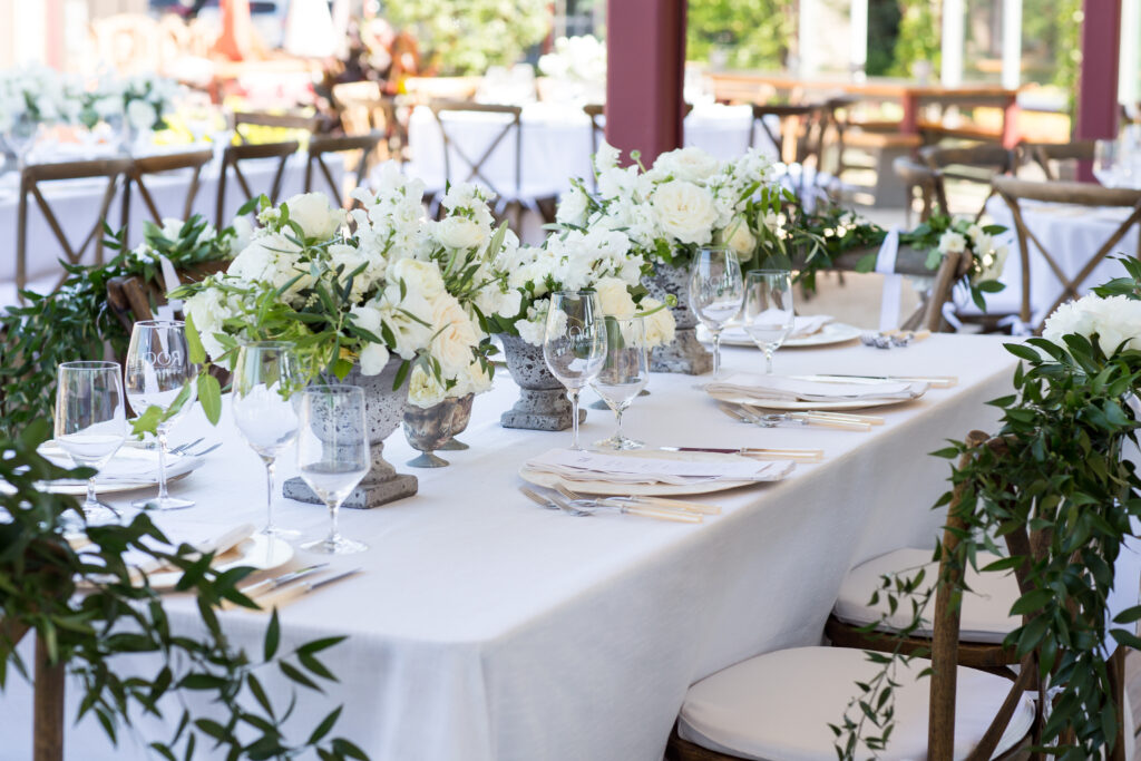 bride and groom table at winery wedding styled beautifully