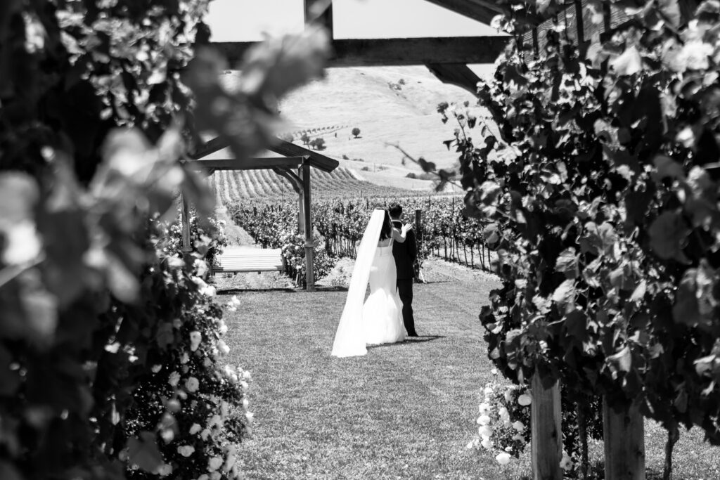 Bride and Groom's first look in the garden