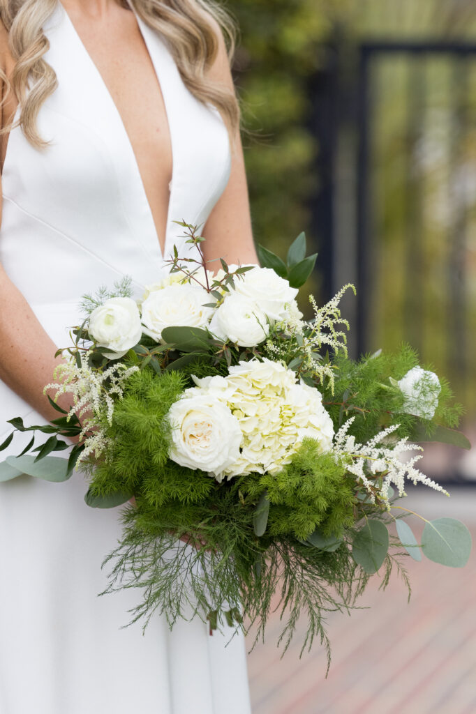 Bridal bouquet inspo. Greenery, eucalyptus, Hydrangea, fern, white roses. Myrtle Beach Wedding Photographer