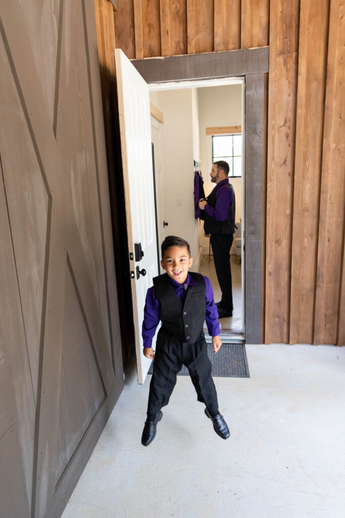 young boy excited at a wedding at Eden at Gracefield